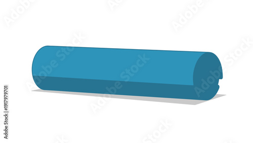 Blue cylindrical object on white background