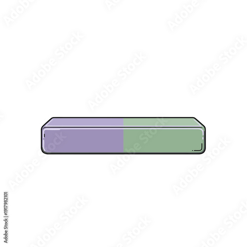 "A flat illustration of a two-toned yoga mat in muted purple and green colors, designed for fitness activities and relaxation, embodying the concept of yoga."