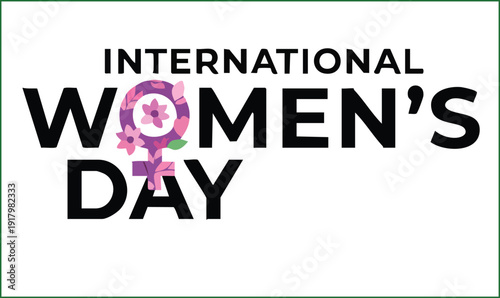 International womens day celebration graphic with female symbol and floral design