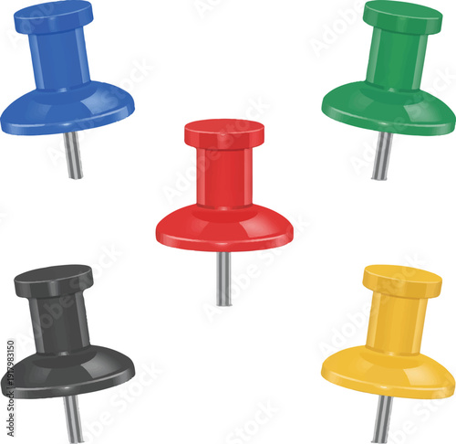 set of colored push pins