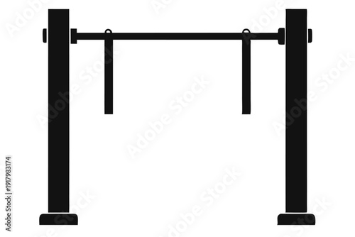 pull up bar line art silhouette vector illustration