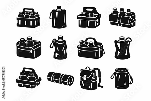 Solution packable drink carrier pouch carry image compact icon vector simple foldable