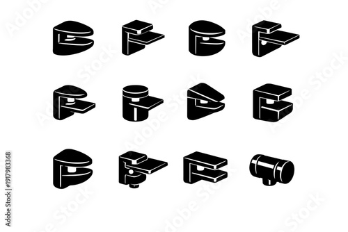 Black functional support accessory vector simple icon shelf transparent generation wall minimal