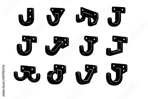 Hook geometry vector generation hanger reinforced icon storage image design simple robust