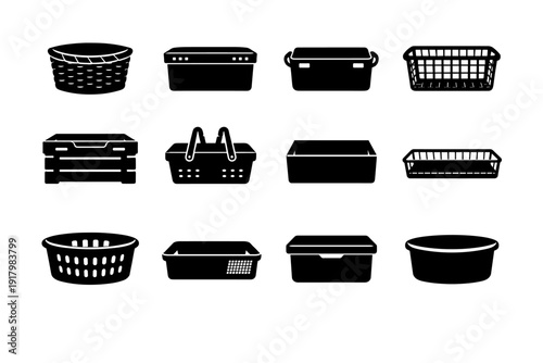 Image storage rectangular simple shallow vector solid stackable organizer fabric basket generation