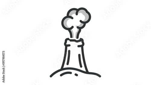 Volcano erupting with smoke, simple icon.