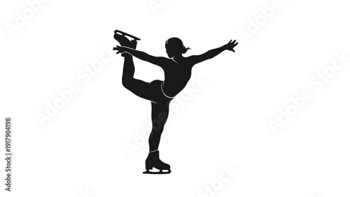 Silhouette of a figure skater performing a pose on ice skates