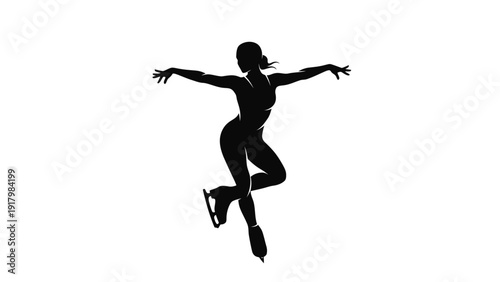 Silhouette of a female figure skater in a graceful pose
