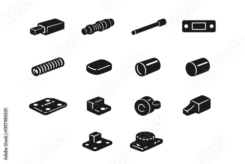 Simple plunger guide spring nose image sleeve latch end face icon vector