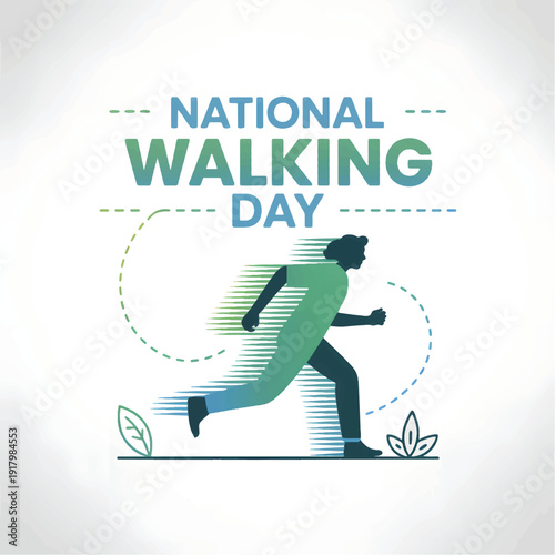 National Walking Day with a person walking for exercise and fitness