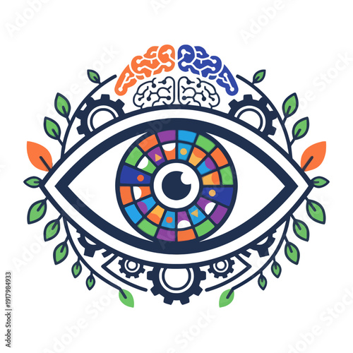 Decorative Eye Symbol with Sacred Geometry and Spiritual Insight Concept Illustration
