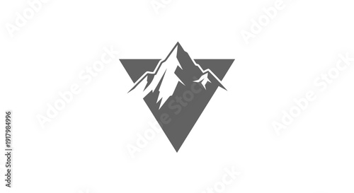 Stoic Alpine Grey Mountain Peak for Outdoor Recreation and Exploration Logos. transparent.