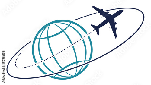 vector illustration of a globe and plane logo for travel agency