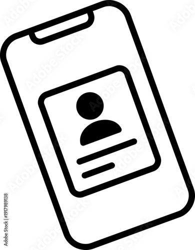 Smartphone displaying personal identity profile icon. Digital ID, user account, or contact information concept. Vector illustration for app design