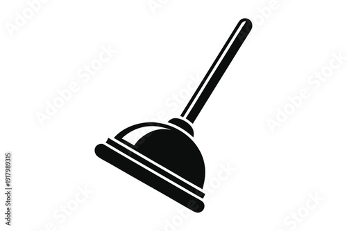 plunger line art silhouette vector illustration