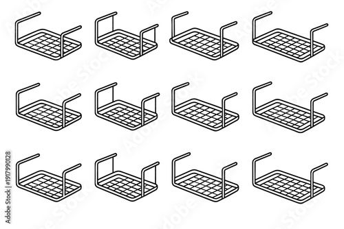 Outline clean vector icon shelf rounded under organizer kitchen attachment ventilated mounting