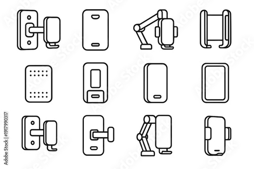 Phone accessory functional vector wall lightweight icon housing pads mounted mounting cable