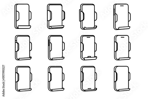 Style mounted clean phone interior wall back vector icon square fixed design