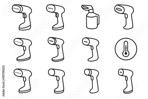 Minimal plastic iron vector neck profile icon button cordless water icons steamer