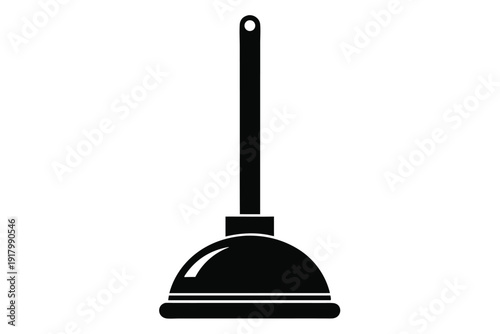 plunger line art silhouette vector illustration