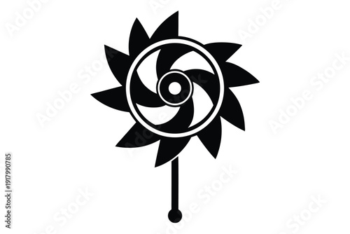 pinwheel spinning toy line art silhouette vector illustration
