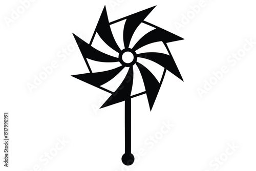pinwheel spinning toy line art silhouette vector illustration