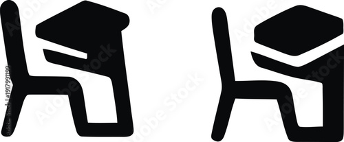 Classroom desk icon variations of the same emblematic, Chair icon set, School Logo Variations set. Vector illustration !