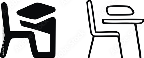 Classroom desk icon variations of the same emblematic, Chair icon set, School Logo Variations set. Vector illustration !