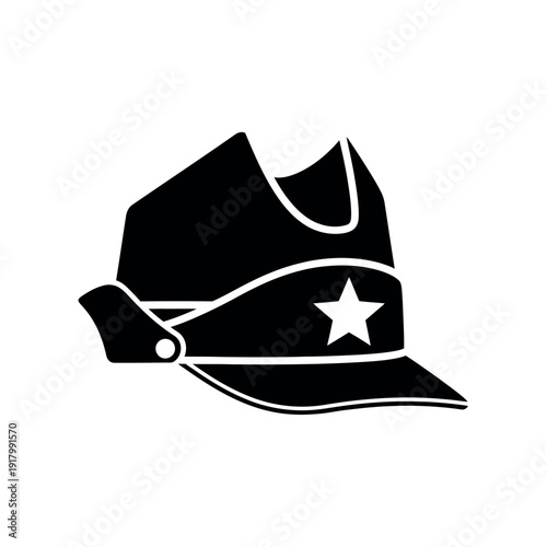 Classic military hat with star emblem silhouette.