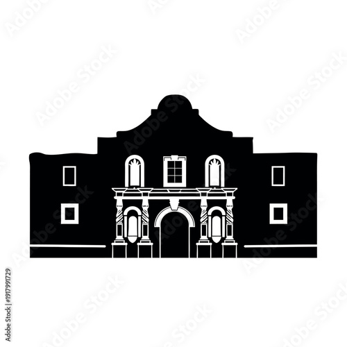 Schilderij op canvas The Alamo Mission in San Antonio Texas Silhouette.