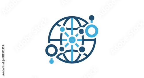 Minimalist Vector Icon Representing Seamless Global Digital Connectivity and Network. transparent.