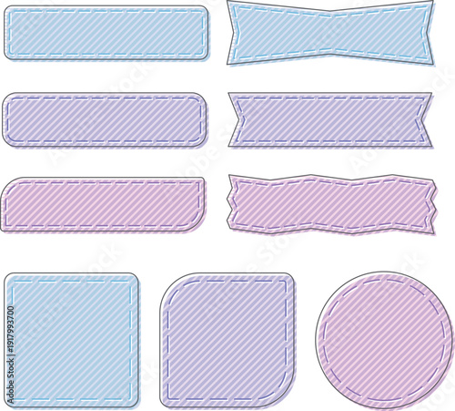 ステッチ付きの斜めストライプ版ずれ風フレームセット赤系