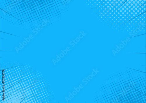 集中線とハーフトーンの青・水色背景素材