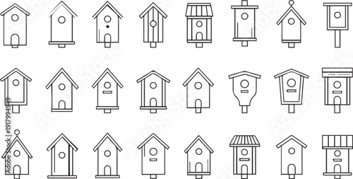 Collection of various birdhouse designs and illustrations