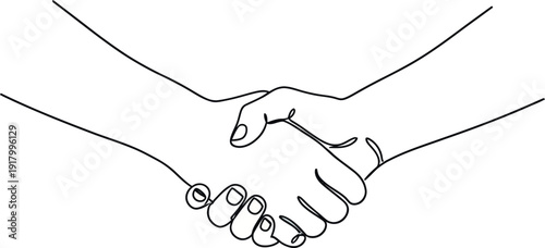 Handshake between two people in a simple line drawing style