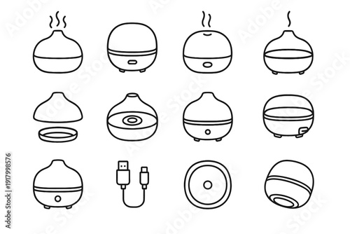 Light diffuser vector usb icon base aroma button oil core internal shell