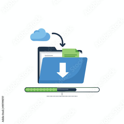 Cloud Computing and Data Download Concept Illustration