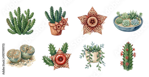 Cactus and Succulent Plant Collection Vector Illustration