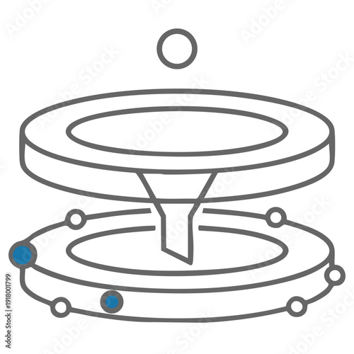 Enterprise data warehouse consolidation icon with funnel and storage layers
