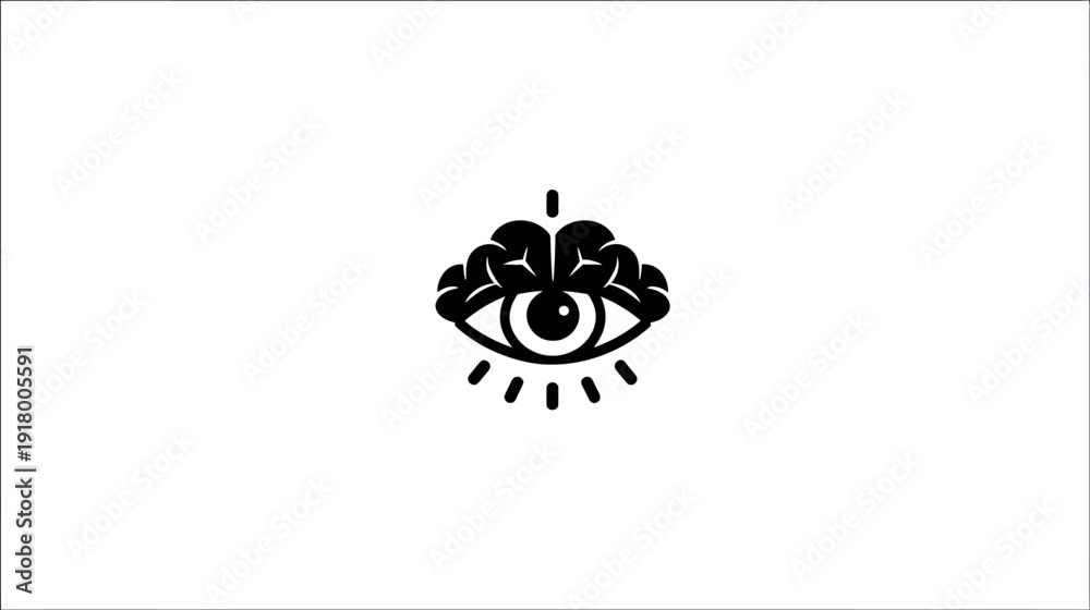 Obraz premium Human Brain and Eye Symbol Icon. Concept of Intelligence, Wisdom, Vision, Knowledge, Perception, and Insight.