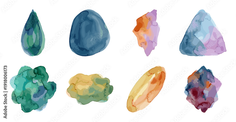 Fototapeta premium Abstract Watercolor Splatter Shapes Collection, Vector Illustration