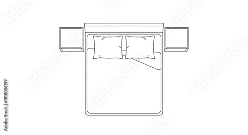 Modern bedroom interior with minimalist bed and nightstands