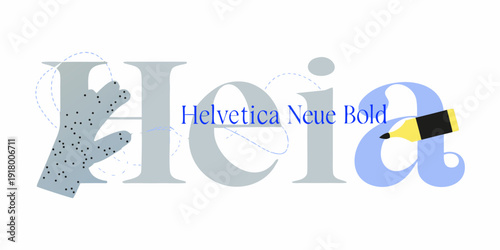 Helvetica neue bold typeface with illustrated cactus and lowercase a