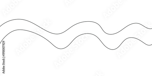 Curve wave seamless pattern. Abstract black lines wave curve motion on white background. Wave line and wavy zigzag lines. Curvy thread, string or yarn lines. Vector Illustration.EPS.10