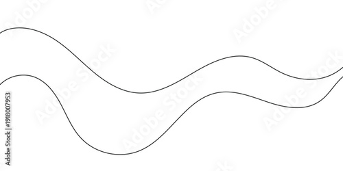 Curve wave seamless pattern. Abstract black lines wave curve motion on white background. Wave line and wavy zigzag lines. Curvy thread, string or yarn lines. Vector Illustration.EPS.10