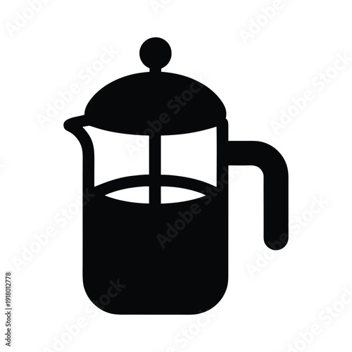 Simple Minimalist French Press Coffee Maker Icon isolated on White Background