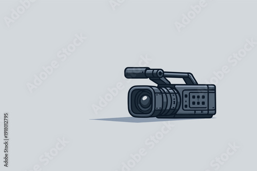 Videoc amera silhouette shown in astr aightside viewemph asiz ing cle anboxypr ofile andcircul ar lens positi oned in the right