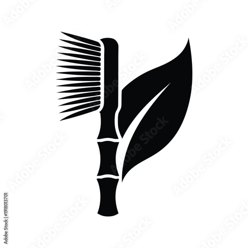 Bamboo Toothbrush Minimalist Style Eco Friendly Icon isolated on White Background