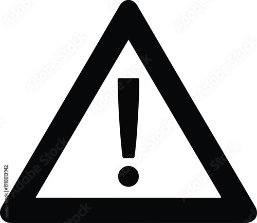 silhouette exclamation mark caution symbol inside a triangle border vector design