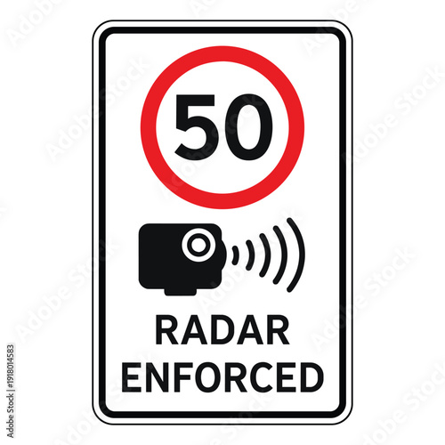 Speed limit sign with radar enforcement